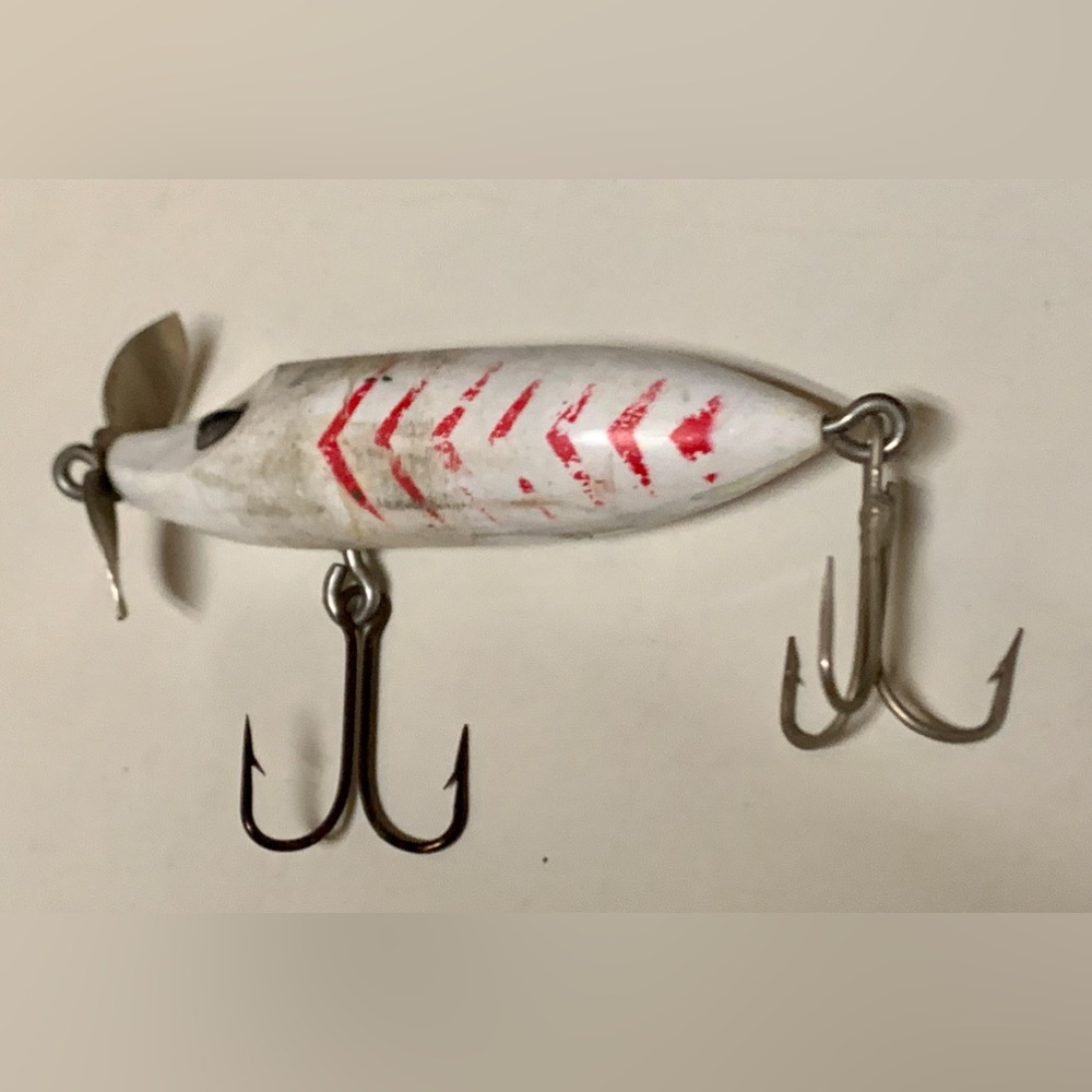 Vintage Red Striped White Fishing Lure
